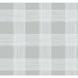 Scarborough Grey Striated Plaid Wallpaper Sample