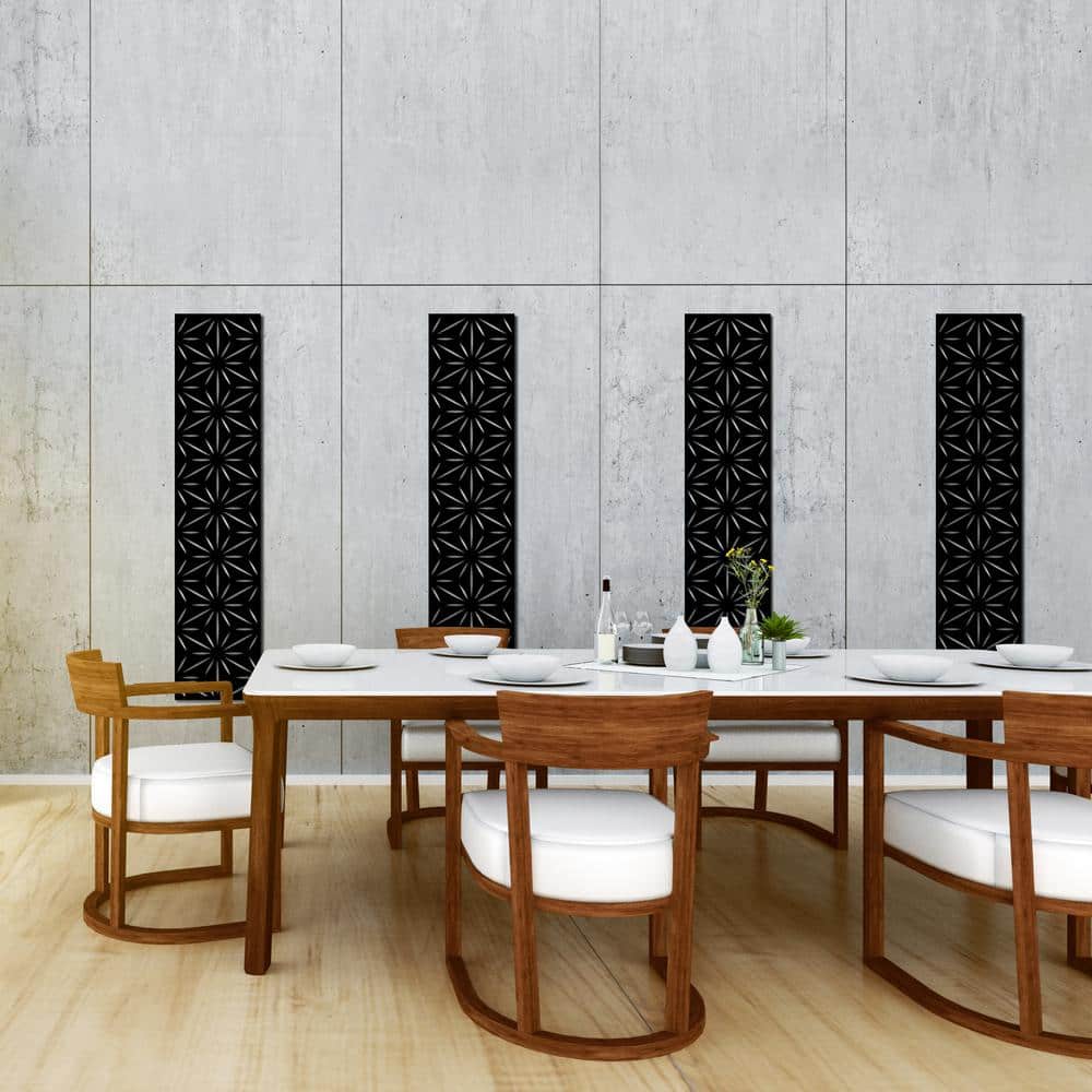 Black Galvanized Steel Decorative Privacy Panel with Star Pattern