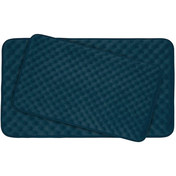 BounceComfort Massage Dusty Blue Memory Foam 2-Piece Bath Mat Set