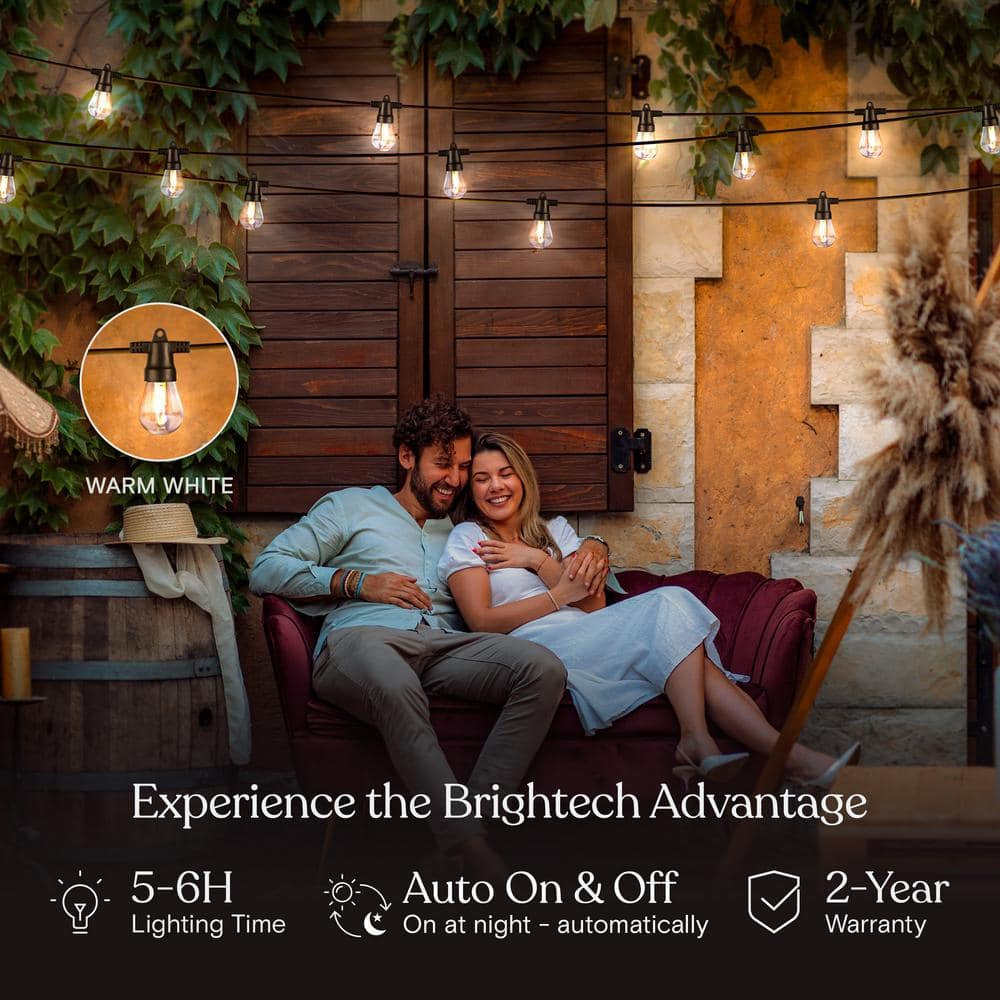27-Foot Warm White Solar LED Outdoor String Lights with Black Wire