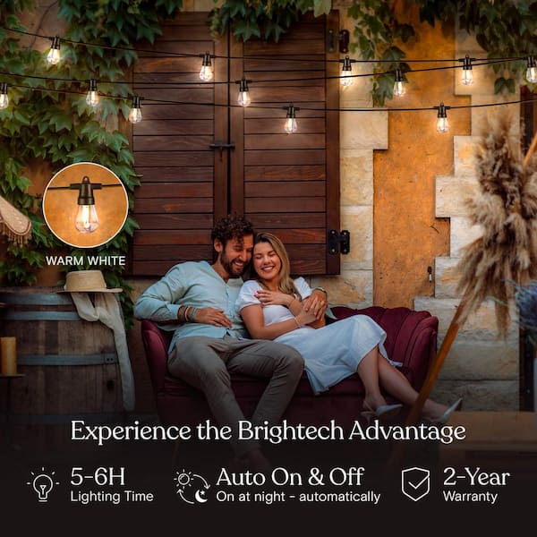 Ambience Pro 12-Light 27 ft. Outdoor Solar Powered 1-Watt 2700K Warm White LED S14 Edison Bulb String Lights