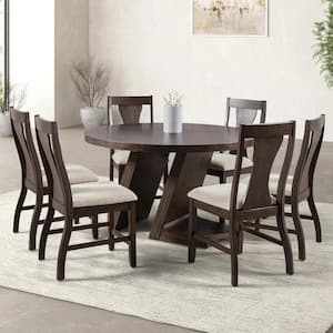 Kix 7-Piece Espresso Wood Top Dining Room Set (Seats 6)