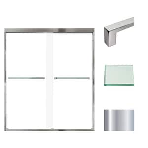 Frederick 59 in. W x 66 in. H Sliding Semi-Frameless Shower Door in Polished Chrome with Clear Glass