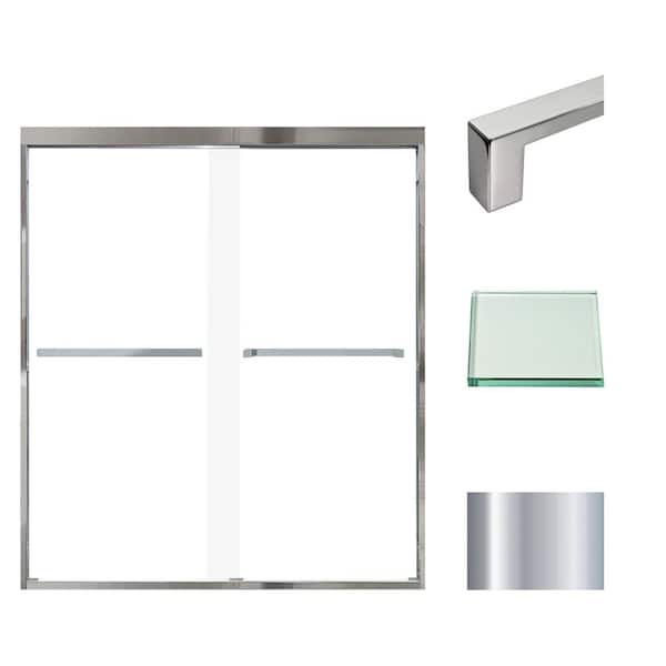 Transolid Frederick 59 in. W x 66 in. H Sliding Semi-Frameless Shower Door in Polished Chrome with Clear Glass