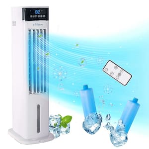 30 in. 3 fan speeds Tower Fan in White with Humidification and Cooling Function