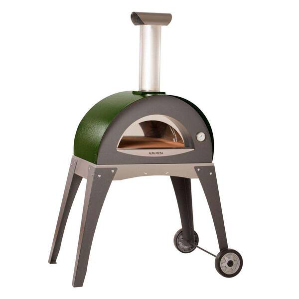Alfa Pizza 27.5 in. x 15.75 in. Outdoor Wood Burning Pizza Oven in Green