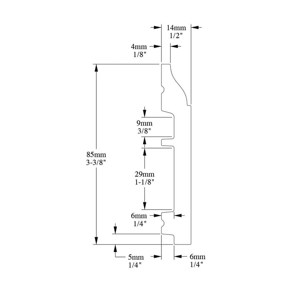 Primed White High Impact Polystyrene Baseboard Moulding Set