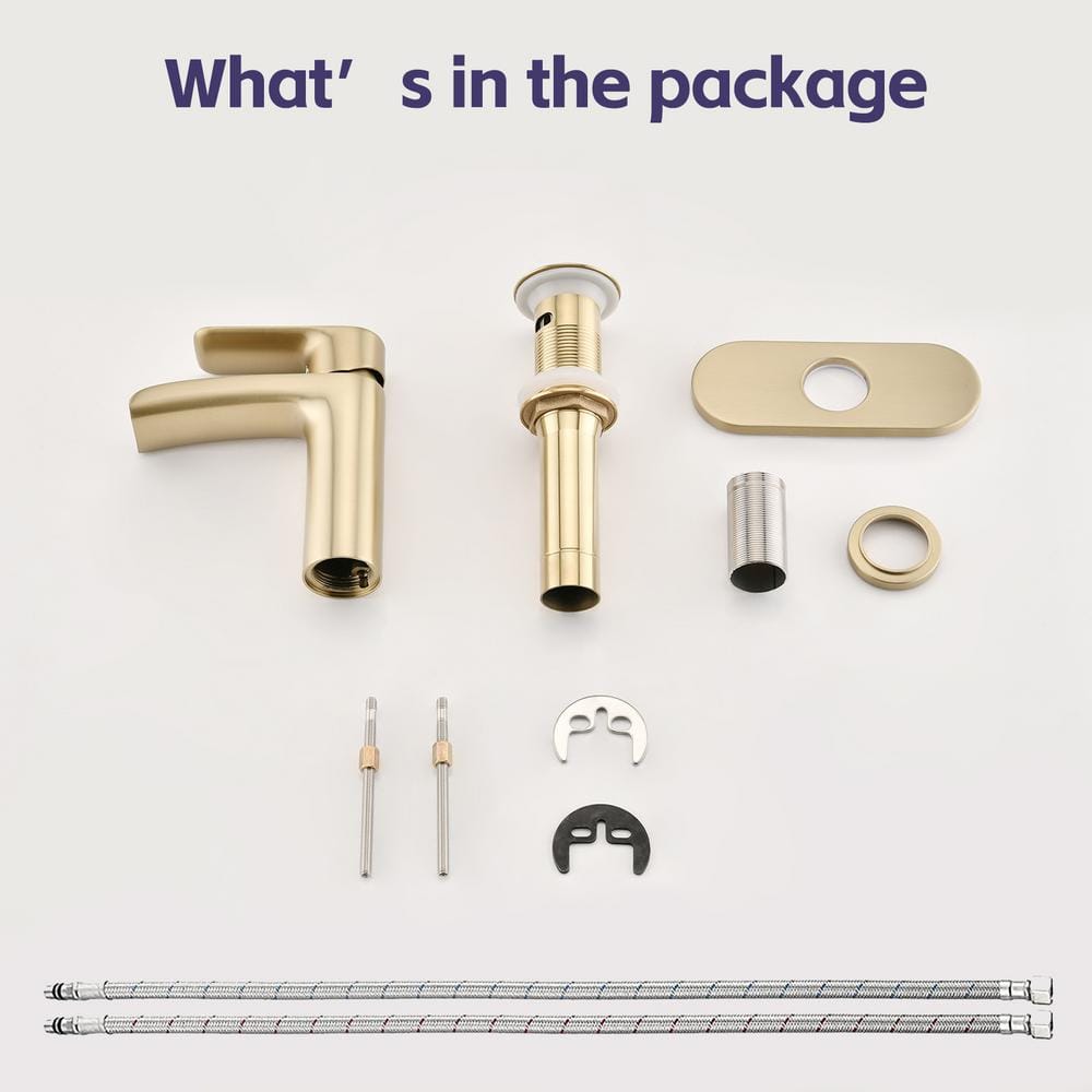 Brushed Gold Single Handle Waterfall Bathroom Faucet with Deck Plate