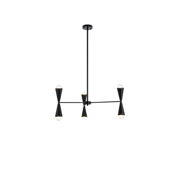 Home Living 40Watt 6 Light Black Pendant Light with No Shade, No Bulbs