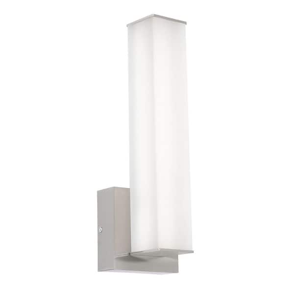 Tad 1 1-Light Satin Nickel Dimmable Wall Sconce with White Acrylic Shade