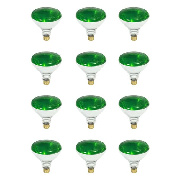 Feit Electric 100-Watt PAR38 Medium E26 Base Dimmable Green Color Incandescent Light Bulb (12-Pack)