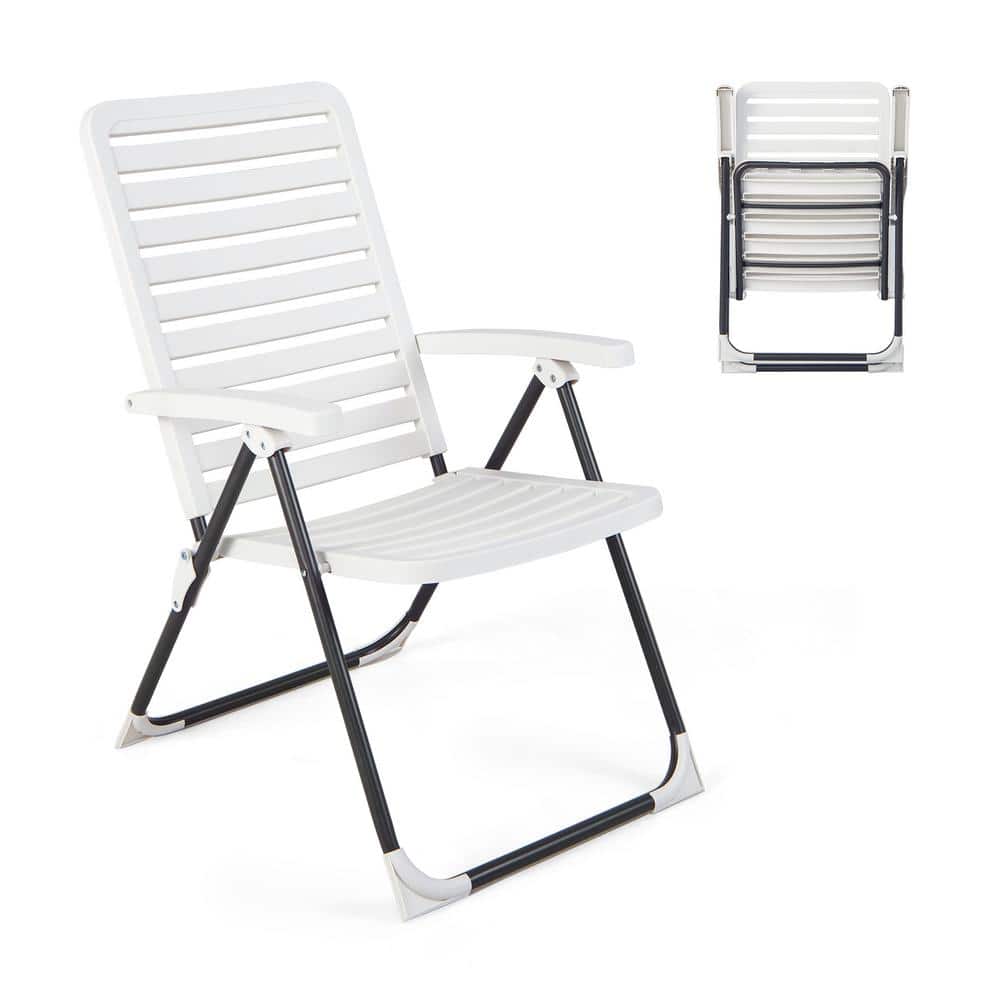 Metal Folding Outdoor Lounge Chair Reclining Chair with 7-Level Backrest in