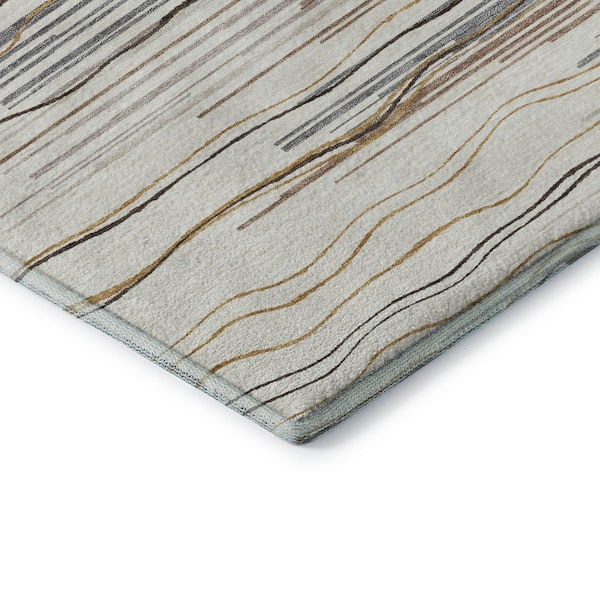 Mayfield Premium Machine Washable Abstract AMF996 Ivory 3 ft. x 4 ft. Area Rug
