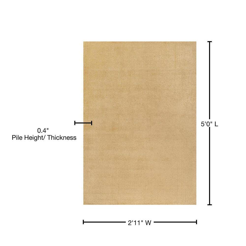 Mustard Synthetic Low-Pile Reversible Indoor Area Rug