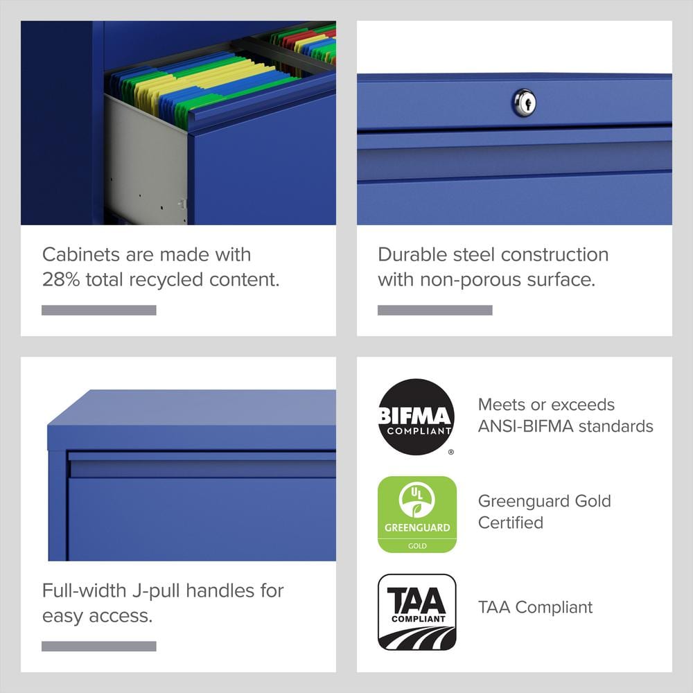 Screaming Green 36" Steel 3-Drawer Lockable Lateral Filing Cabinet