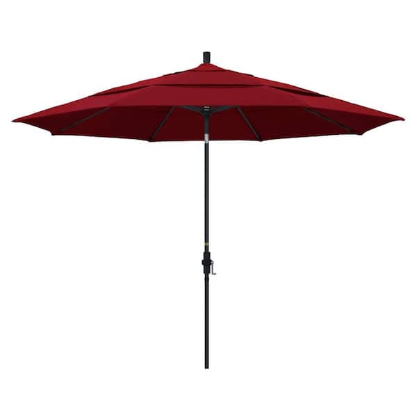 11 ft. Aluminum Collar Tilt Double Vented Patio Umbrella in Red Olefin