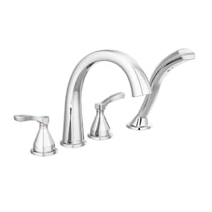 Stryke 2-Handle Deck Mount Roman Tub Faucet Trim Kit in Chrome with Hand Shower (Valve Not Included)