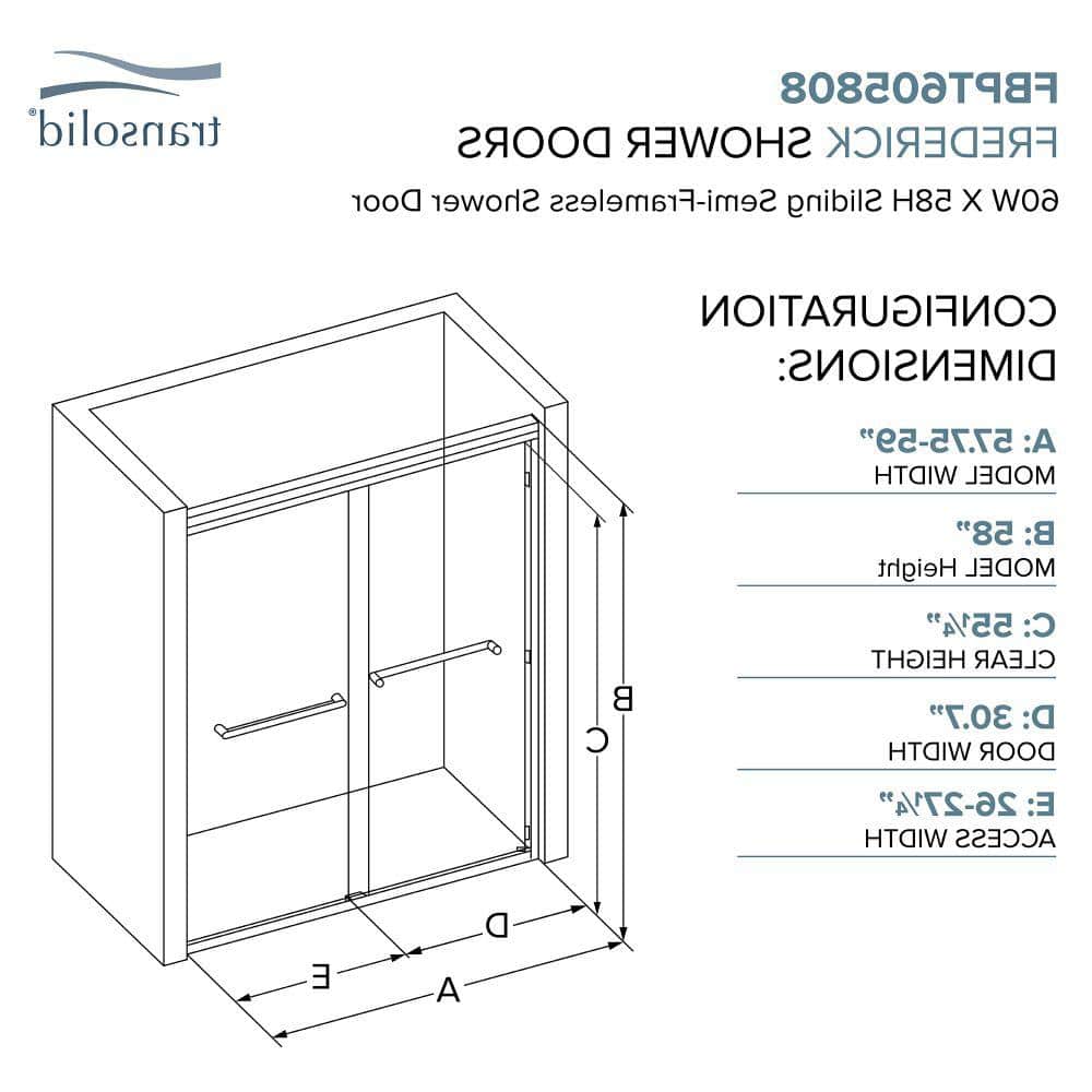 Frederick 59" Polished Chrome Semi-Frameless Shower Door with Frosted Glass