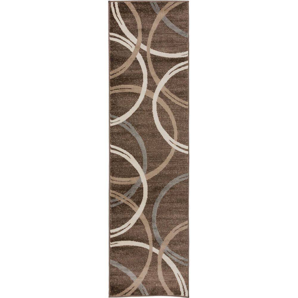 Brown Polypropylene 2 ft. x 10 ft. Geometric Indoor Runner Rug