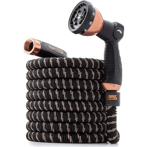 3/4 in. Dia x 75 ft. Lightweight Garden Hose with 10 Pattern Thumb Spray Nozzle and Pocket Hose Copper Bullet