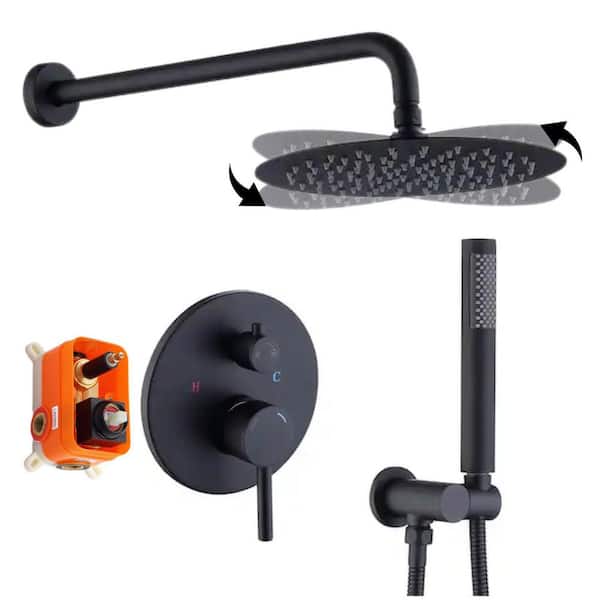 waterpar 10 in. 1-Jet Shower System with Fixed and Hand Shower Head in Matte Black