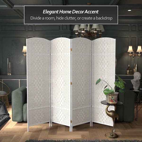 Oriental Furniture 6 ft. White 4-Panel Room Divider Oriental Furniture 6 ft. White 4-Panel Room Divider