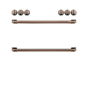 Front Control Induction Range Handle and Knob Kit in Brushed Copper
