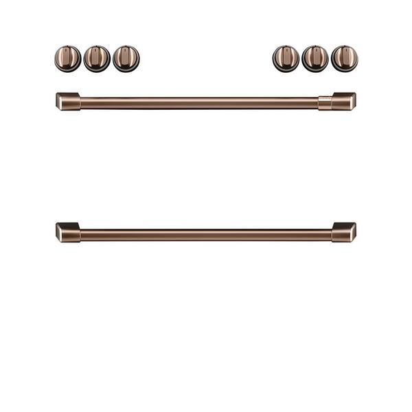 Cafe Front Control Induction Range Handle and Knob Kit in Brushed