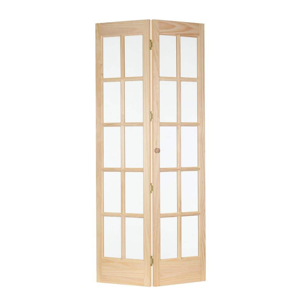 30 in. x 80 in. Williamsburg Unfinished Pine 10-Lite Clear Glass Solid Core Wood Bi-fold Door price history on PriceWatchPro