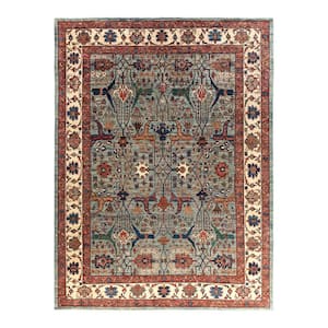 Serapi Light Blue 9 ft. x 12 ft. Tribal Wool Indoor Area Rug