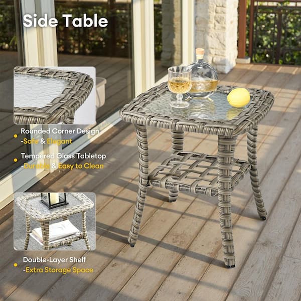 HOOOWOOO Denver 5-Piece Wicker Outdoor Furniture Patio
