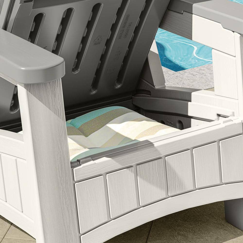 Dove Gray and White Resin Adirondack Chair with Storage