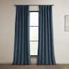 Exclusive Fabrics & Furnishings Blue Velvet Rod Pocket Room Darkening Curtain - 50 in. W x 84 in. L Single Panel Window Velvet Curtain VPYC-161258-84