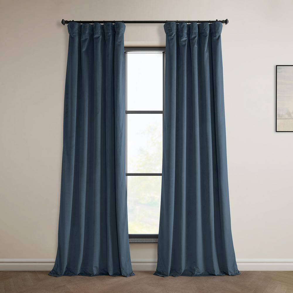 Blue Velvet Rod Pocket Room Darkening Curtain - 50 in. W x 96 in. L Single Panel Window Velvet Curtain price history on PriceWatchPro