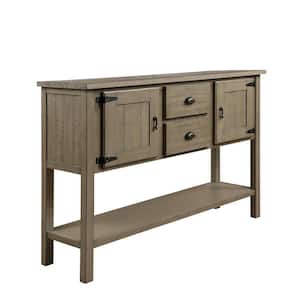 48.03 in. W x 13.87 in. D x 33.07 in. H Rustic Brown Linen Cabinet Console Table with 2-Drawers and Bottom Shelf