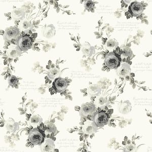 RoomMates Watercolor Floral Stripe Black and White Peel and Stick Wallpaper  (Covers 28.29 sq. ft.) RMK11514RL - The Home Depot