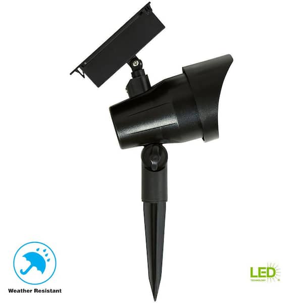 Solar Black Outdoor Integrated LED 3000K 30-Lumens Landscape Spot Light