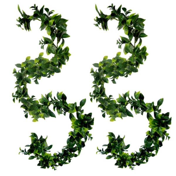 Green Smart Dekor 5 ft. Green Artificial Cancun Garland for Outdoor and Indoor Use, 2 Pieces