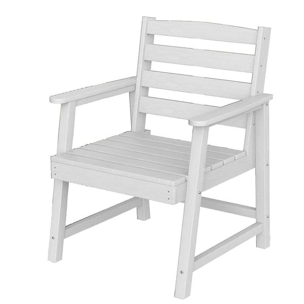 1-Piece HDPE Plastic Armchair Outdoor Dining Chair in White