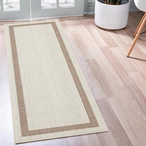 Azelia Ivory and Brick 2 ft. x 8 ft. Indoor/Outdoor Area Rug