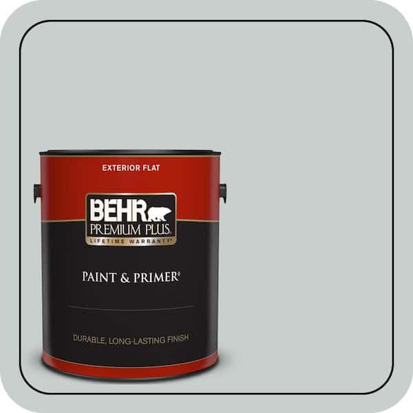 BEHR PREMIUM PLUS 1 gal. #720E-2 Light French Gray Flat Exterior Paint & Primer