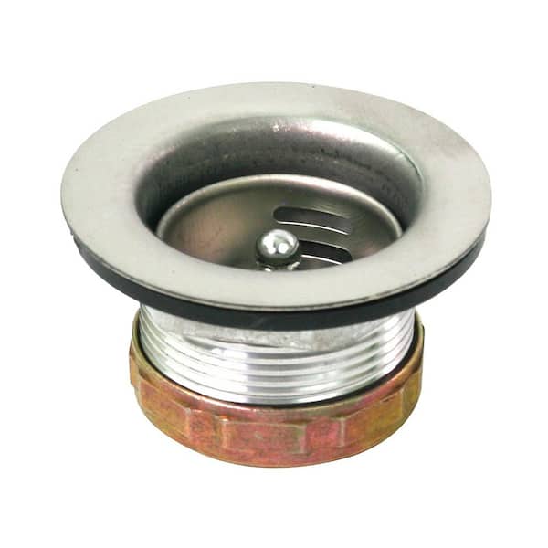 1-7/8in.x2-1/4in. Junior Duo Stainless Steel Drain Assembly with/Strainer Basket & Rubber Stopper for Bar and Prep Sinks