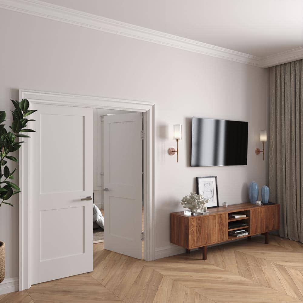 60 in. x 80 in. White Solid Core Double Prehung French Door