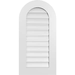18 in. x 36 in. Round Top White PVC Paintable Gable Louver Vent Functional