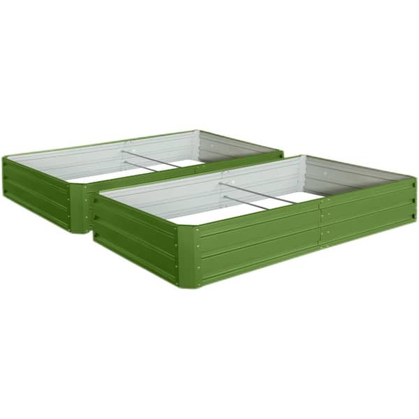 Unbranded 2-Pack 71 in. x 35 in. x 12 in. Metal Raised Garden Bed Outdoor Patio Planter Box, for Vegetables Flowers and Herb,Green