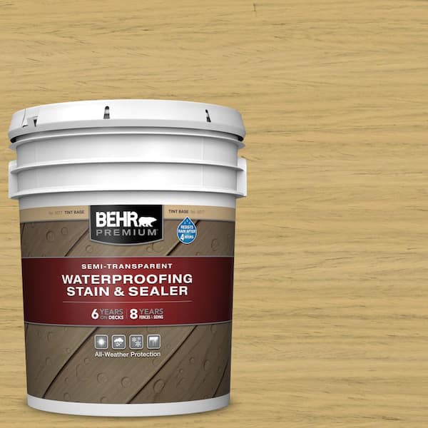 BEHR PREMIUM 5 gal. #ST-139 Colonial Yellow Semi-Transparent Waterproofing Exterior Wood Stain and Sealer
