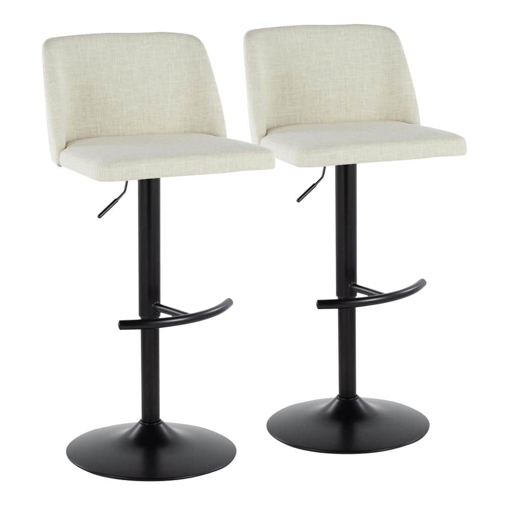 Beige Adjustable Swivel Barstool with Metal Frame