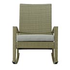 Nature Latte Wicker Garden Outdoor Rocking Chair with Light Gray Cushion