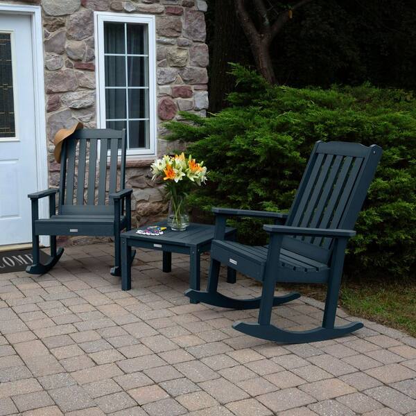 Highwood Lehigh Federal Blue 3-Piece Recycled Plastic Patio Conversation Set