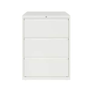 30 in. W 3-Drawer White Metal Lateral File Cabinet for Home and Office, Holds Letter, Legal and A4 Hanging Folders